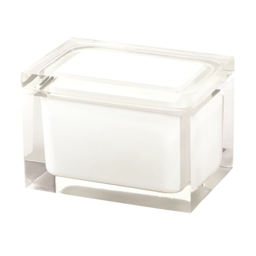 Cubix White Collection, Resin Cotton Jar, Clear/White Accent